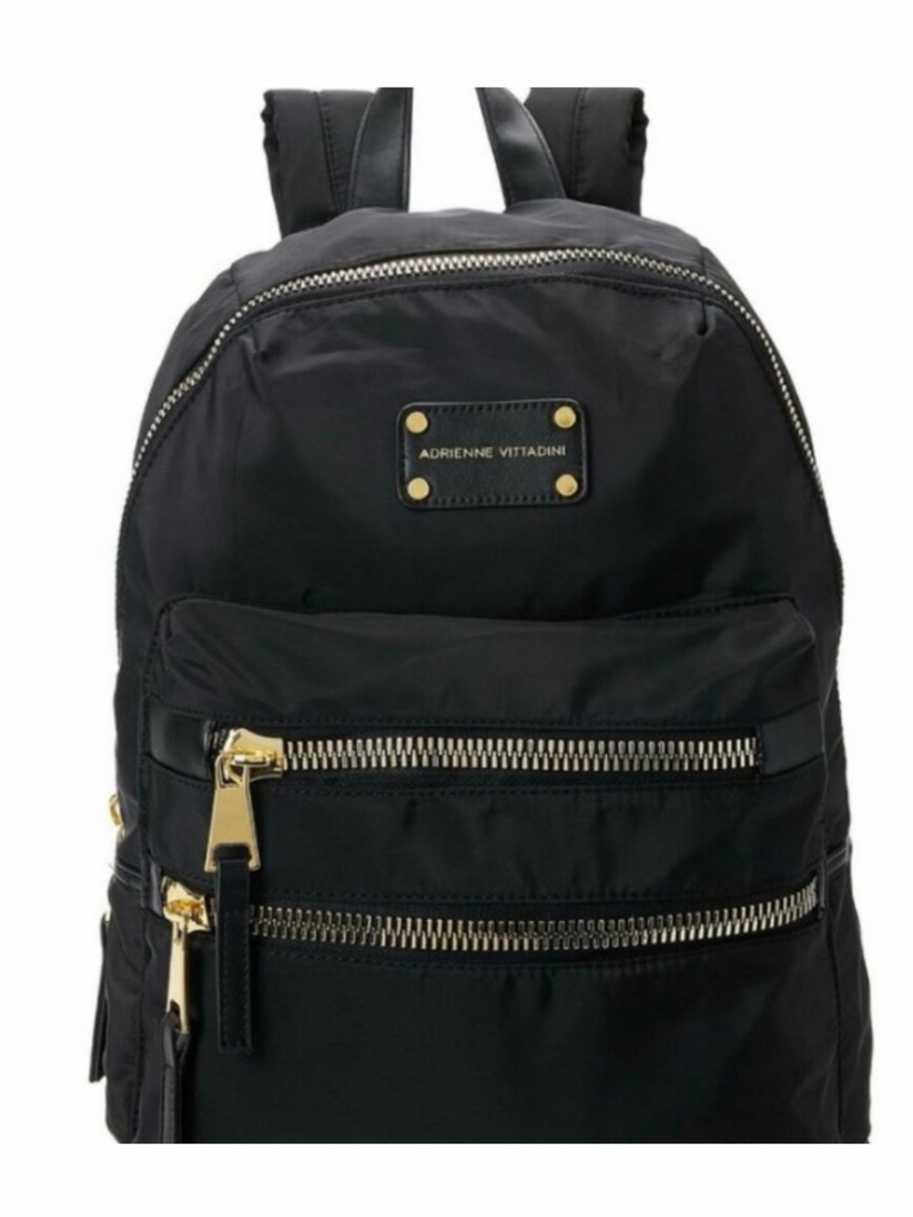 New Adrienne Vittadini Black Nylon Backpack with Gold-Tone Stud Accents